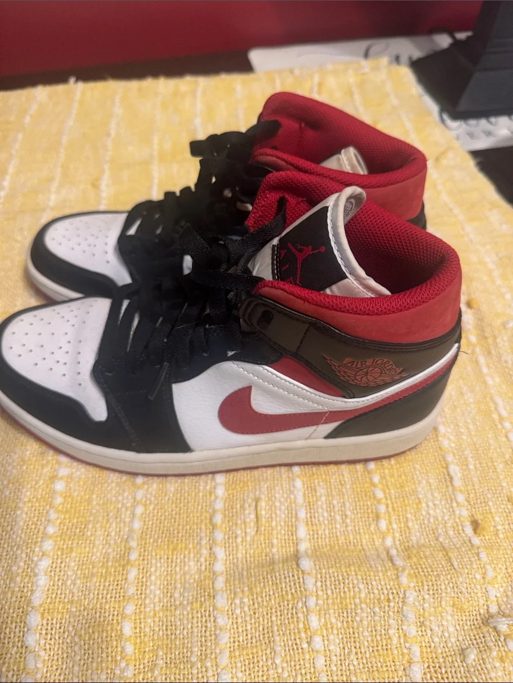 Air Jordan 1 Men’s High-Top Sneakers - White/Black/Red  Men size 7.5